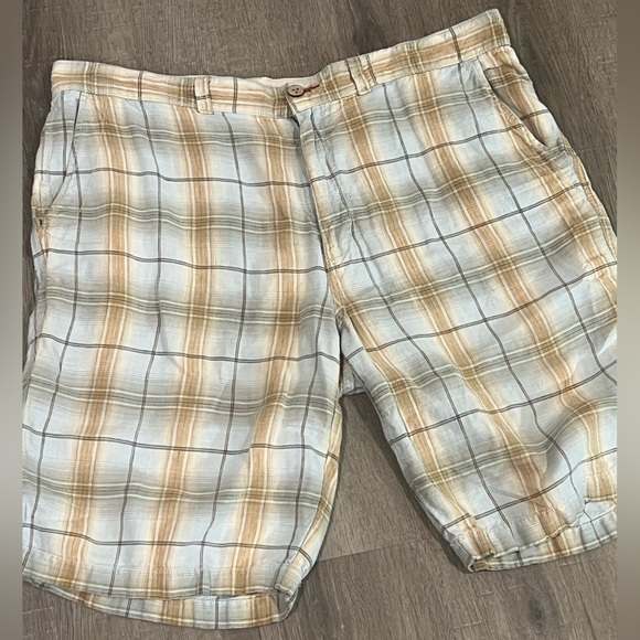 Mens Tommy Bahama Relax Size 36W 100% Linen Sunburst Plaid Shorts Summer Beach - Picture 2 of 10